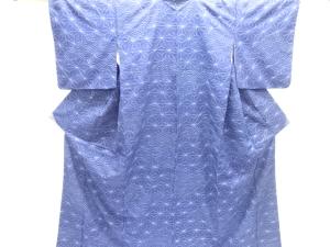 刺し子麻の葉に青海波模様手織り紬着物